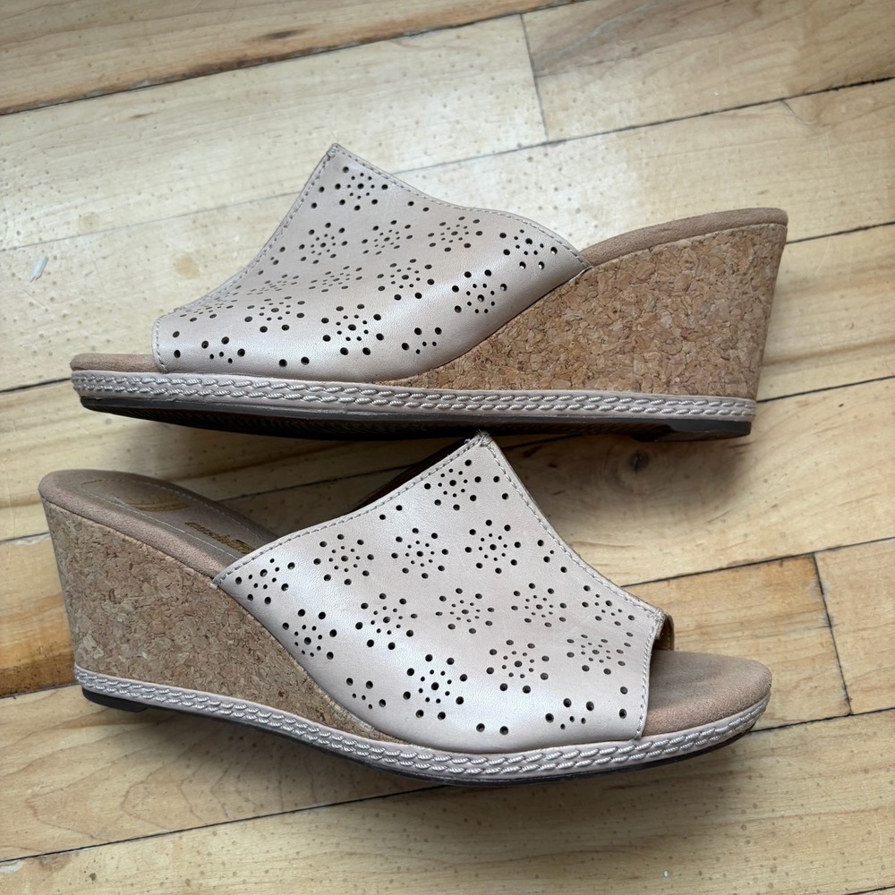 Clarks Collections Women's Helio Corridor Wedge Sandals Womens Size 8.5 Beige‎ - Picture 3 of 9